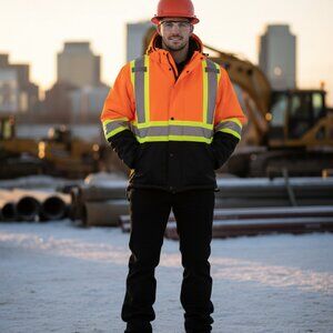 🧥 Forcefield Hi-Vis Softshell Winter Safety Jacket - Men Size(M)